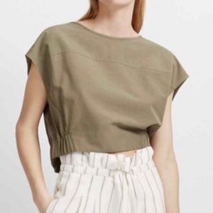 NWT Club Monaco Anachika Olive Waist Crop Blouse